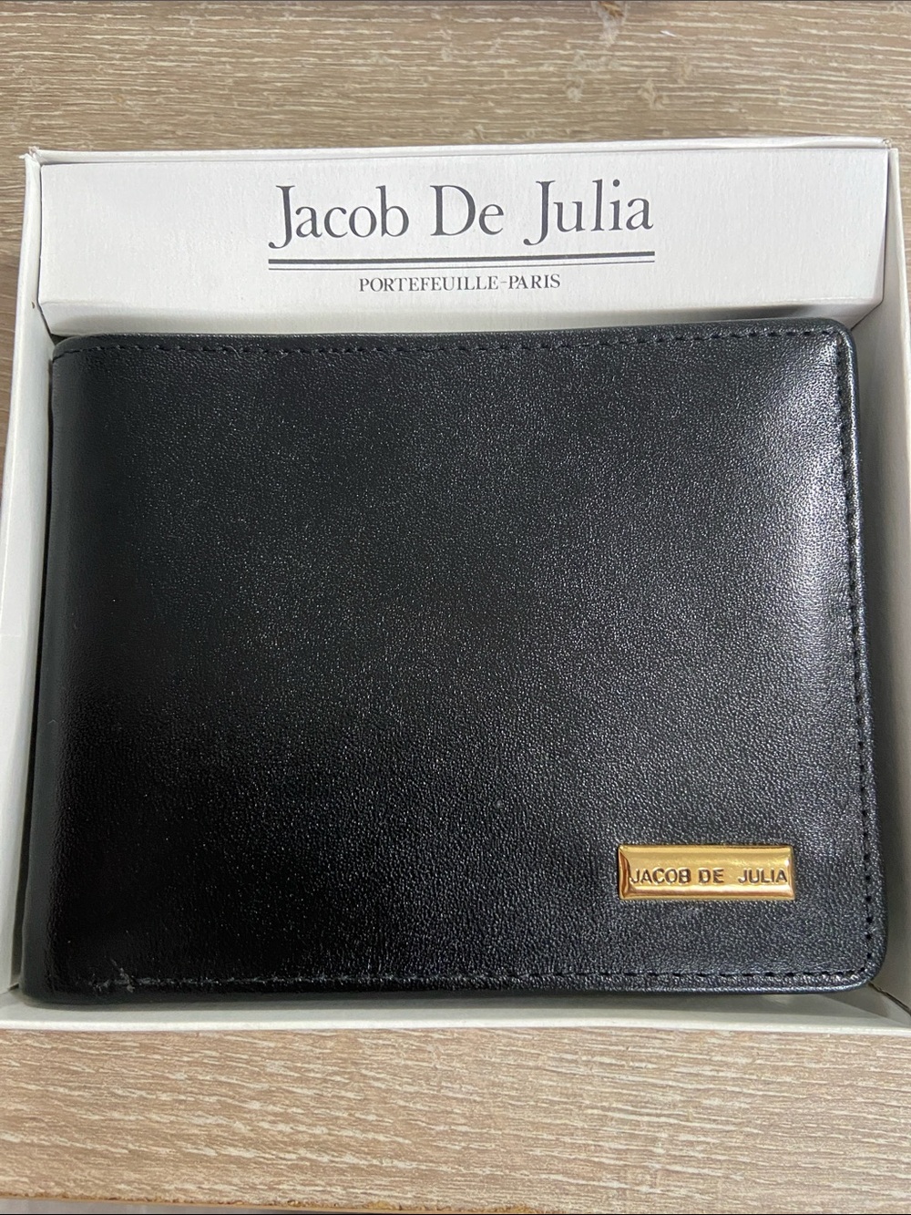 Vintage Jacob De Julia Black Leather Men's Bi-Fold Wallet
